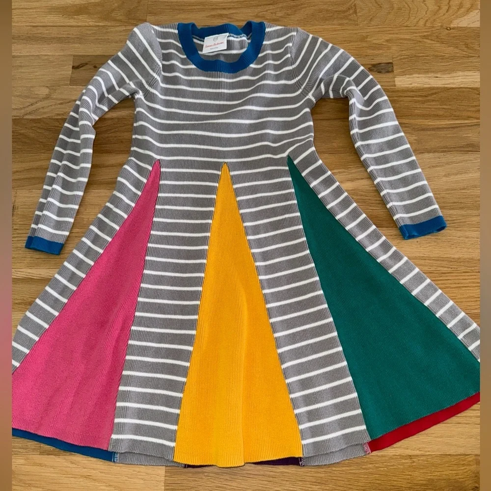 Hanna Andersson Rainbow Sweater Cotton Dress Sz 110